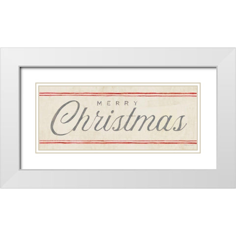 Flour Sack - Merry Christmas White Modern Wood Framed Art Print with Double Matting by Marrott, Stephanie
