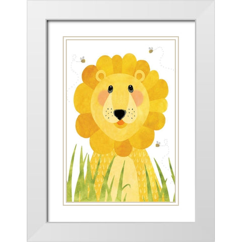 Lion White Modern Wood Framed Art Print with Double Matting by Marrott, Stephanie