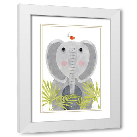 Elephants White Modern Wood Framed Art Print with Double Matting by Marrott, Stephanie