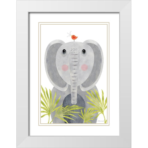 Elephants White Modern Wood Framed Art Print with Double Matting by Marrott, Stephanie