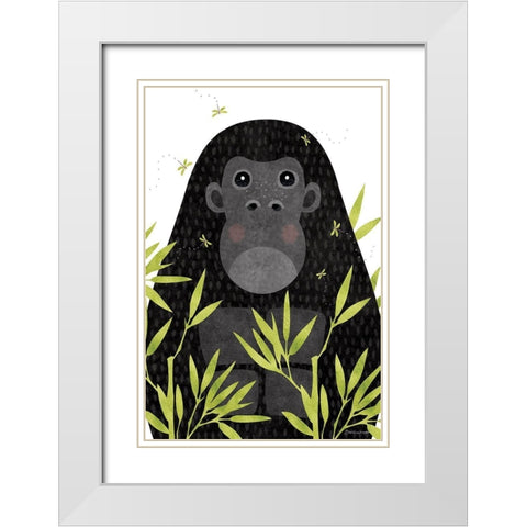Gorilla White Modern Wood Framed Art Print with Double Matting by Marrott, Stephanie