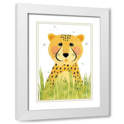 Cheetah White Modern Wood Framed Art Print with Double Matting by Marrott, Stephanie