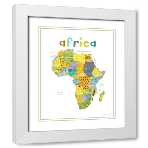Map of Africa  White Modern Wood Framed Art Print with Double Matting by Marrott, Stephanie