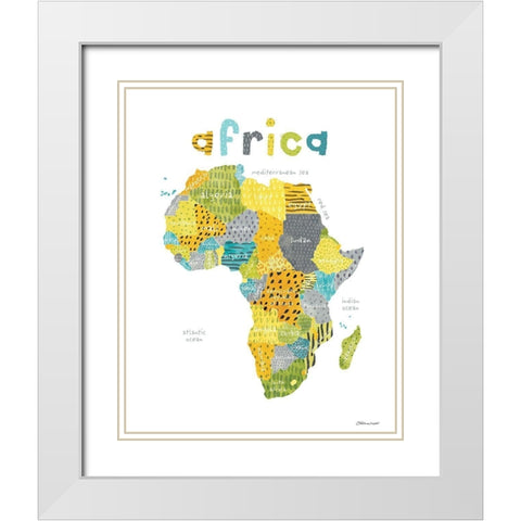 Map of Africa  White Modern Wood Framed Art Print with Double Matting by Marrott, Stephanie