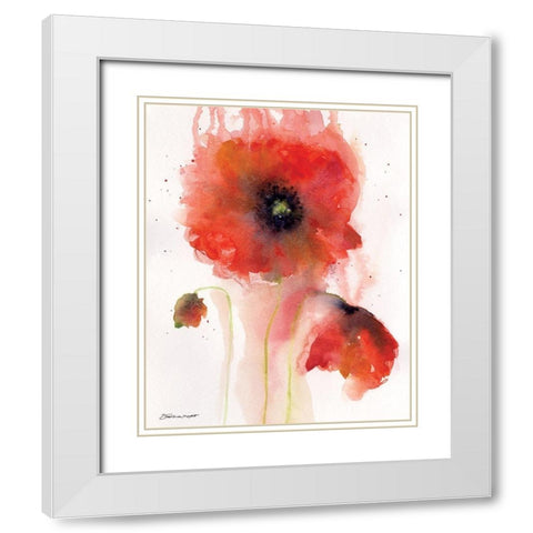 Poppy Impressions II White Modern Wood Framed Art Print with Double Matting by Marrott, Stephanie