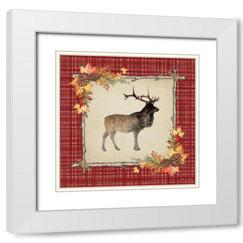 Forest Elk White Modern Wood Framed Art Print with Double Matting by Marrott, Stephanie