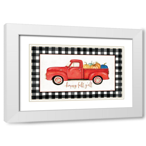 Happy Fall Yall White Modern Wood Framed Art Print with Double Matting by Marrott, Stephanie