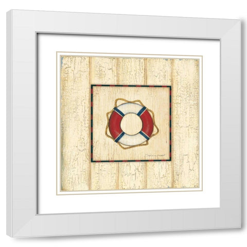 Weathered Life Preserver White Modern Wood Framed Art Print with Double Matting by Marrott, Stephanie