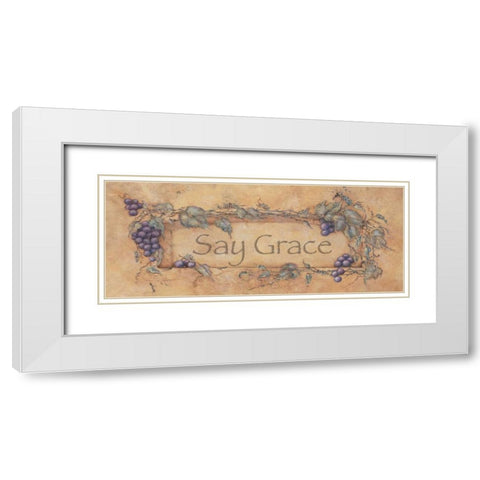 Say Grace White Modern Wood Framed Art Print with Double Matting by Marrott, Stephanie