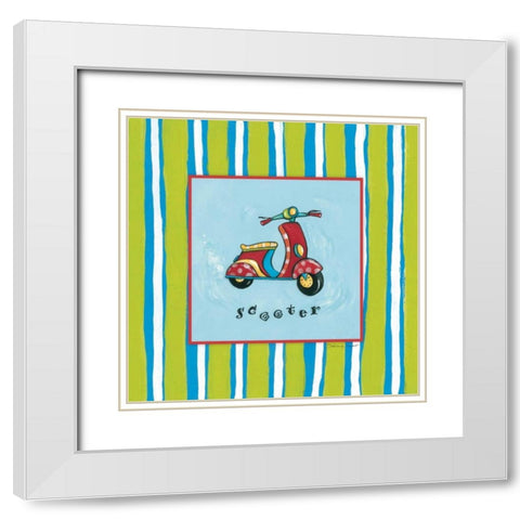 Scooter White Modern Wood Framed Art Print with Double Matting by Marrott, Stephanie