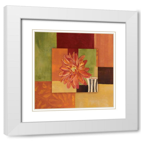 Orange Daisy White Modern Wood Framed Art Print with Double Matting by Marrott, Stephanie