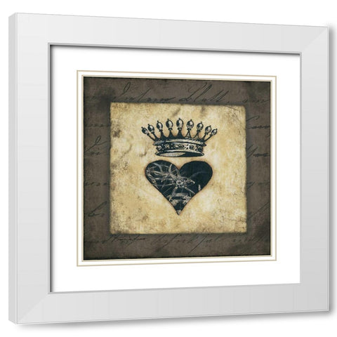 Heart Crown White Modern Wood Framed Art Print with Double Matting by Marrott, Stephanie