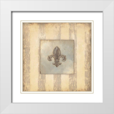 Fleur De Lis IV White Modern Wood Framed Art Print with Double Matting by Marrott, Stephanie