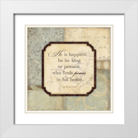He Is Happiest White Modern Wood Framed Art Print with Double Matting by Marrott, Stephanie
