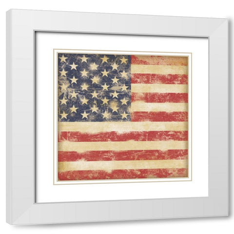 USA Flag White Modern Wood Framed Art Print with Double Matting by Marrott, Stephanie