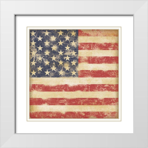 USA Flag White Modern Wood Framed Art Print with Double Matting by Marrott, Stephanie