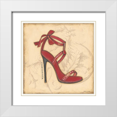 Fashionista Red Heel White Modern Wood Framed Art Print with Double Matting by Marrott, Stephanie