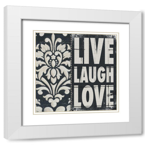 Live Laugh Love White Modern Wood Framed Art Print with Double Matting by Marrott, Stephanie
