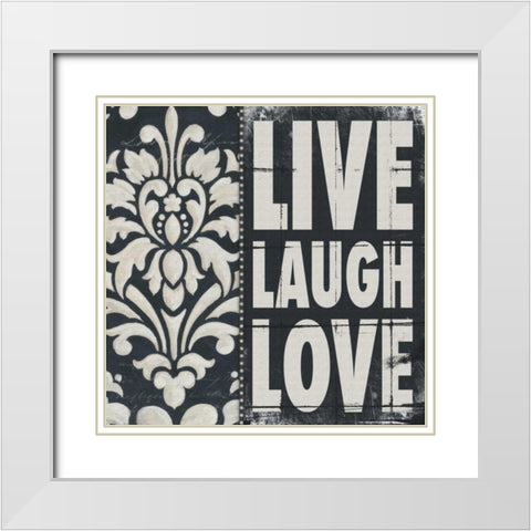 Live Laugh Love White Modern Wood Framed Art Print with Double Matting by Marrott, Stephanie