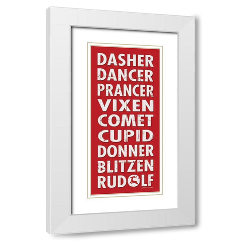 Reindeer Names White Modern Wood Framed Art Print with Double Matting by Marrott, Stephanie