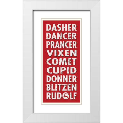 Reindeer Names White Modern Wood Framed Art Print with Double Matting by Marrott, Stephanie