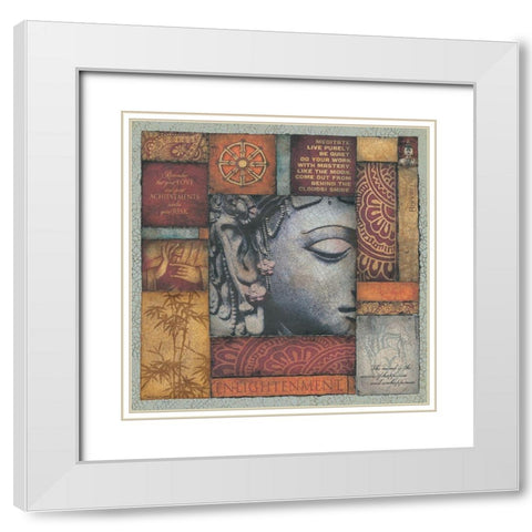 Buddha Tapestry I White Modern Wood Framed Art Print with Double Matting by Marrott, Stephanie