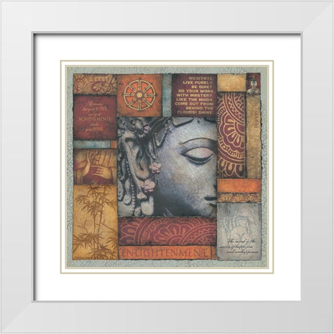 Buddha Tapestry I White Modern Wood Framed Art Print with Double Matting by Marrott, Stephanie