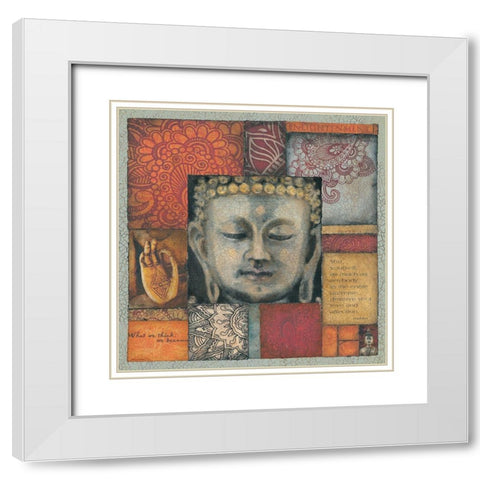 Buddha Tapestry II White Modern Wood Framed Art Print with Double Matting by Marrott, Stephanie