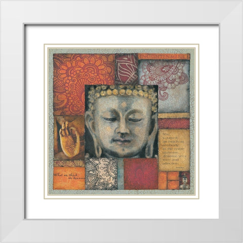 Buddha Tapestry II White Modern Wood Framed Art Print with Double Matting by Marrott, Stephanie