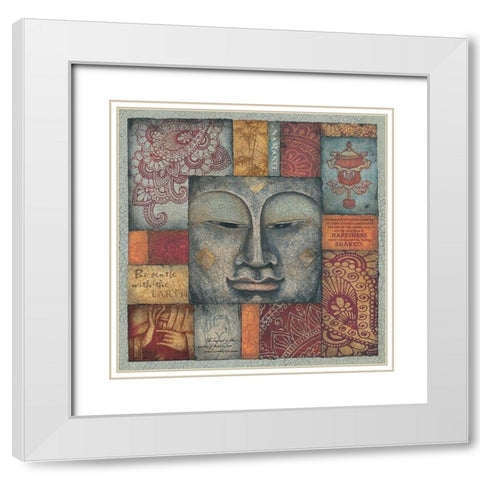 Buddha Tapestry IV White Modern Wood Framed Art Print with Double Matting by Marrott, Stephanie