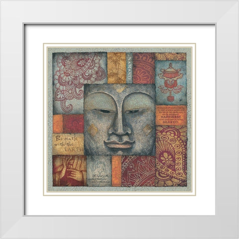 Buddha Tapestry IV White Modern Wood Framed Art Print with Double Matting by Marrott, Stephanie