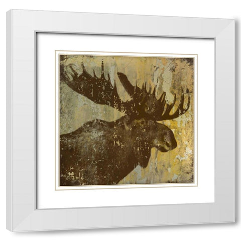 Lodge Moose White Modern Wood Framed Art Print with Double Matting by Marrott, Stephanie