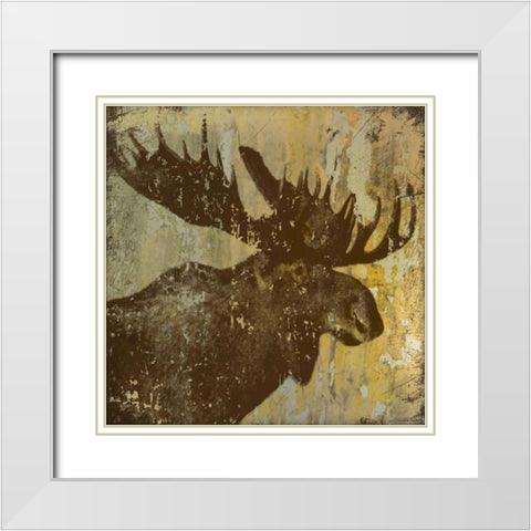 Lodge Moose White Modern Wood Framed Art Print with Double Matting by Marrott, Stephanie