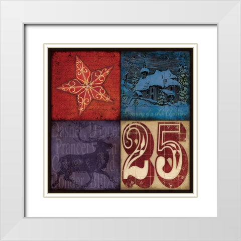 Holiday Patch II White Modern Wood Framed Art Print with Double Matting by Marrott, Stephanie