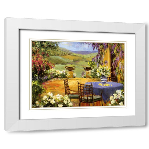 Countryside Terrace White Modern Wood Framed Art Print with Double Matting by Stevens, Allayn