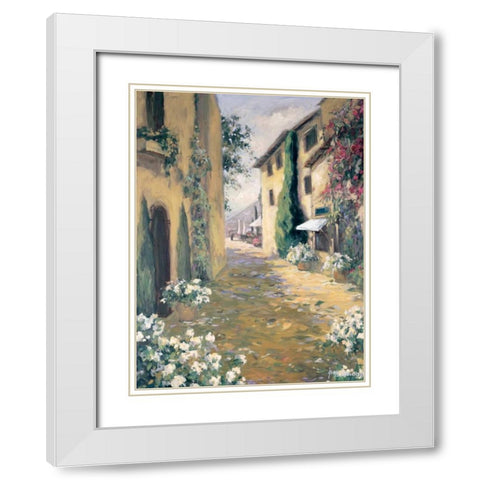 Sunlit Villa I White Modern Wood Framed Art Print with Double Matting by Stevens, Allayn