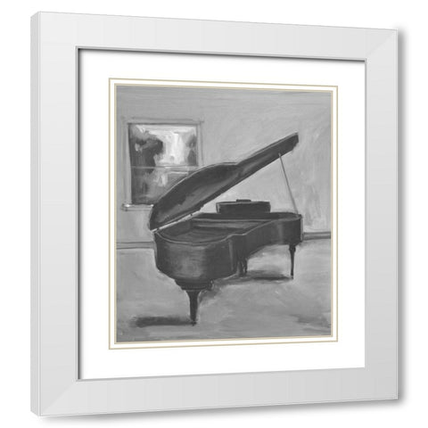 Piano -1 BW White Modern Wood Framed Art Print with Double Matting by Stevens, Allayn