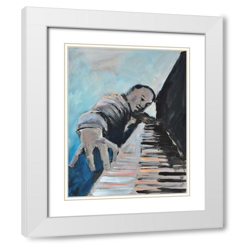 Piano Man White Modern Wood Framed Art Print with Double Matting by Stevens, Allayn