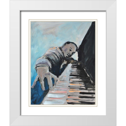 Piano Man White Modern Wood Framed Art Print with Double Matting by Stevens, Allayn
