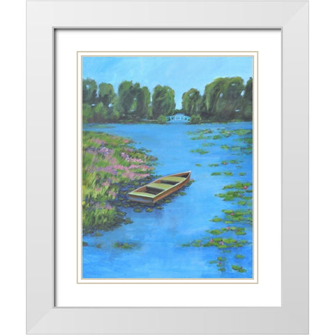 Boat Pond White Modern Wood Framed Art Print with Double Matting by Stevens, Allayn