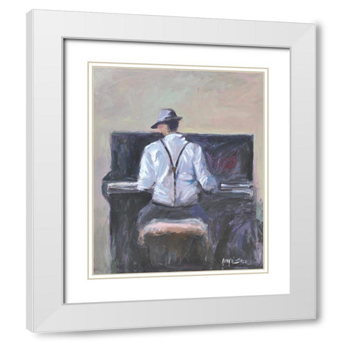 Play Me A Tune White Modern Wood Framed Art Print with Double Matting by Stevens, Allayn