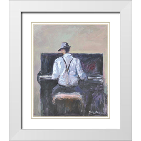 Play Me A Tune White Modern Wood Framed Art Print with Double Matting by Stevens, Allayn