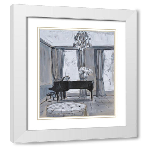 Piano Room White Modern Wood Framed Art Print with Double Matting by Stevens, Allayn