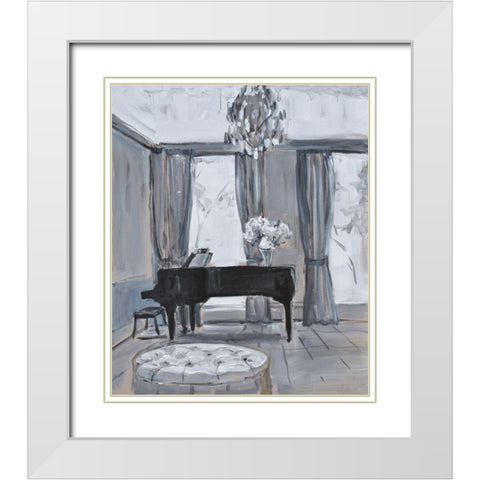 Piano Room White Modern Wood Framed Art Print with Double Matting by Stevens, Allayn