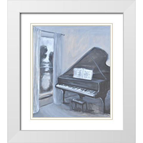 Piano With A View White Modern Wood Framed Art Print with Double Matting by Stevens, Allayn