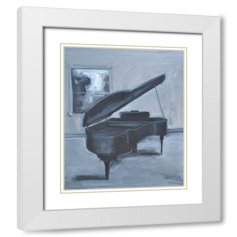 Blue Piano White Modern Wood Framed Art Print with Double Matting by Stevens, Allayn