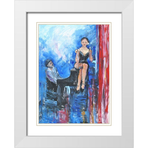 One More Tune White Modern Wood Framed Art Print with Double Matting by Stevens, Allayn