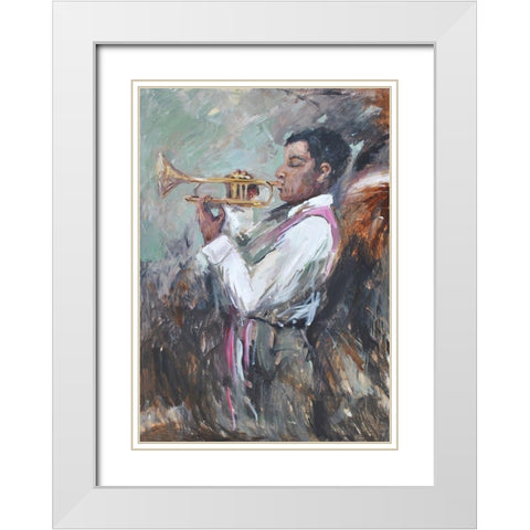 Soulful Tunes White Modern Wood Framed Art Print with Double Matting by Stevens, Allayn