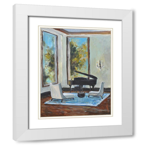 Sitting Room White Modern Wood Framed Art Print with Double Matting by Stevens, Allayn
