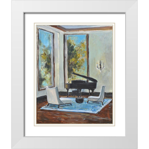 Sitting Room White Modern Wood Framed Art Print with Double Matting by Stevens, Allayn